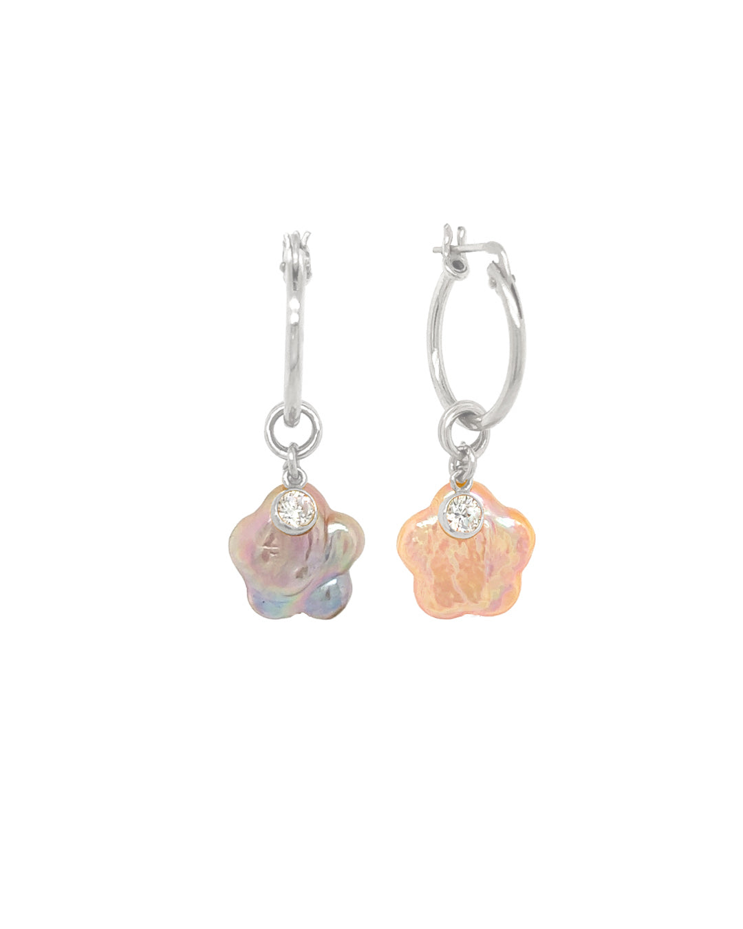 Silver Pearl Bloom Hoops
