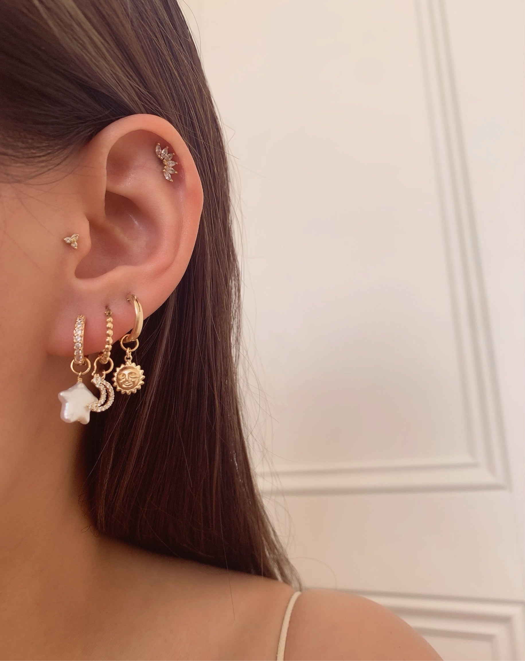 14k yellow gold fill seahorse starfish ocean seashell earring charm for huggie hoops. Made in Australia