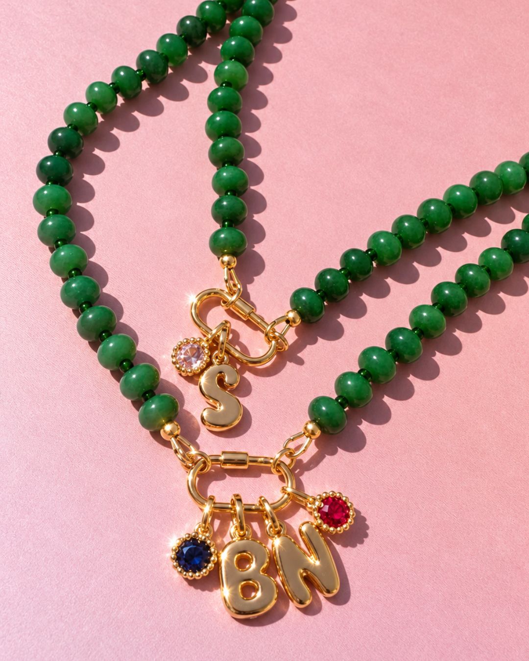 Green Jade Charm Holder Necklace