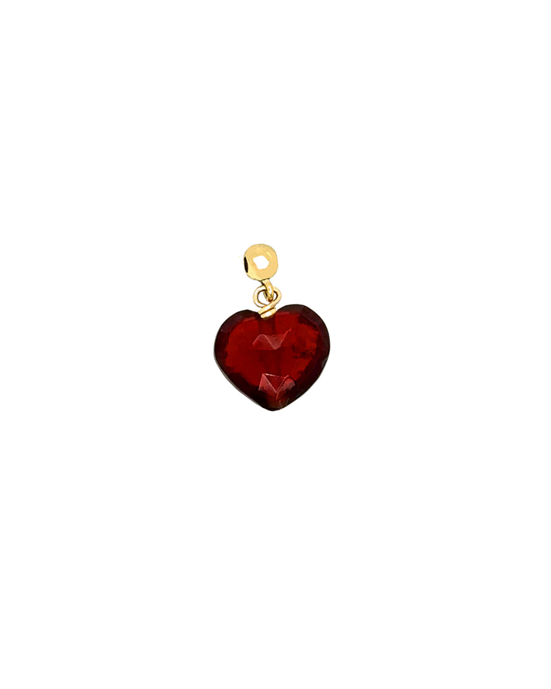 Garnet Heart Charm with 14k gold film finish