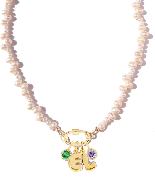 Pearl Carabiner Charm Holder Necklace