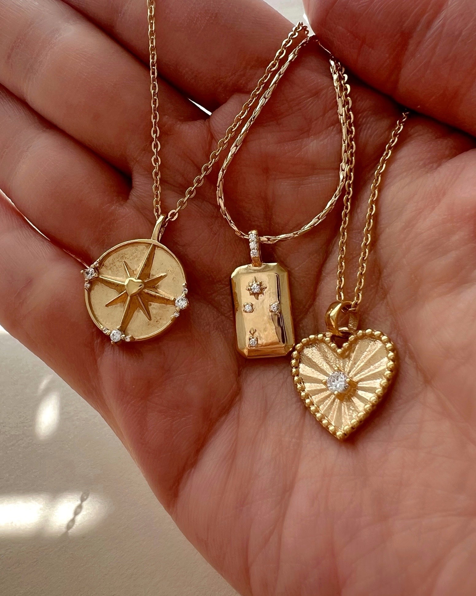 14k gold fill dreamers North Star coin necklace pendant charm