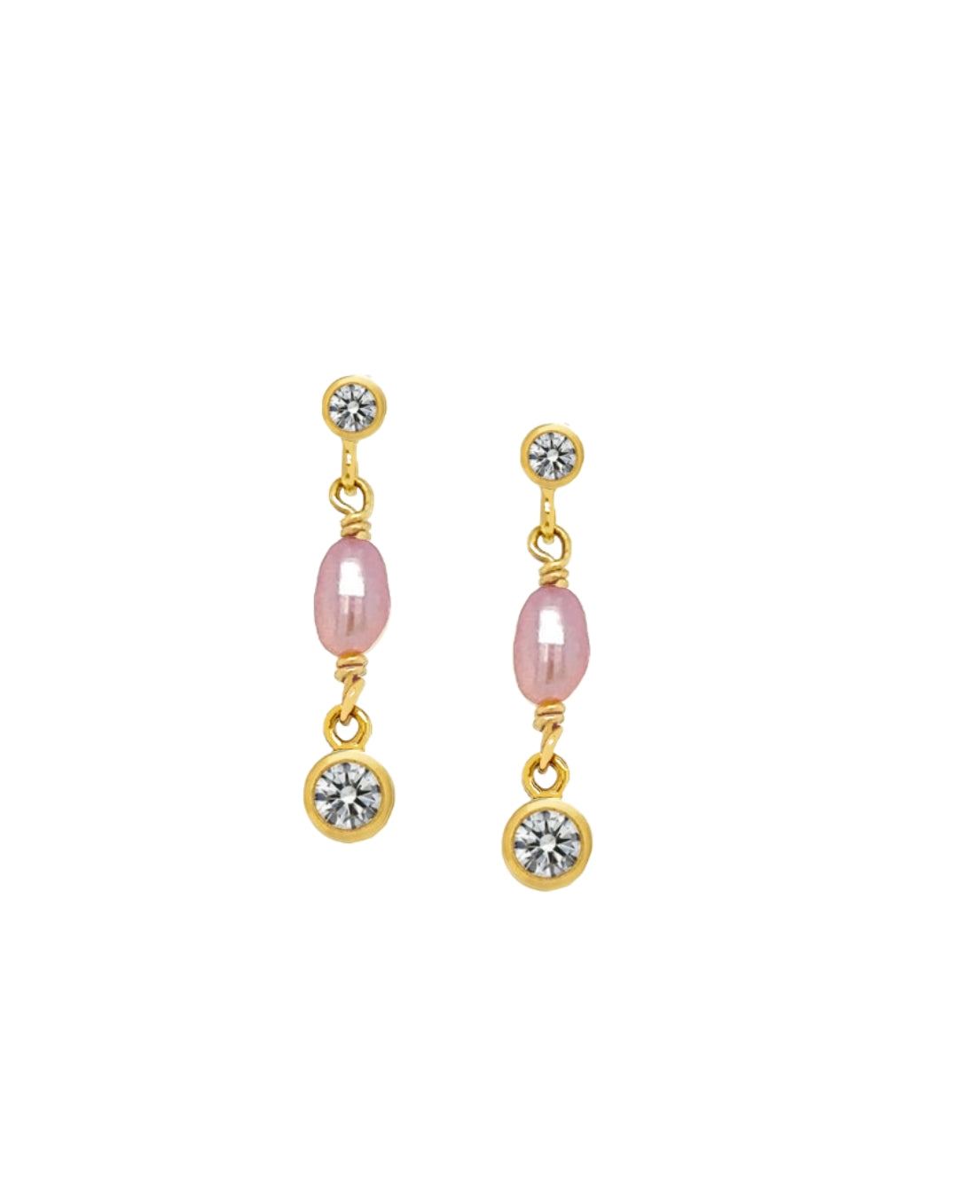 14k yellow gold fill freshwater pearl drop earring studs