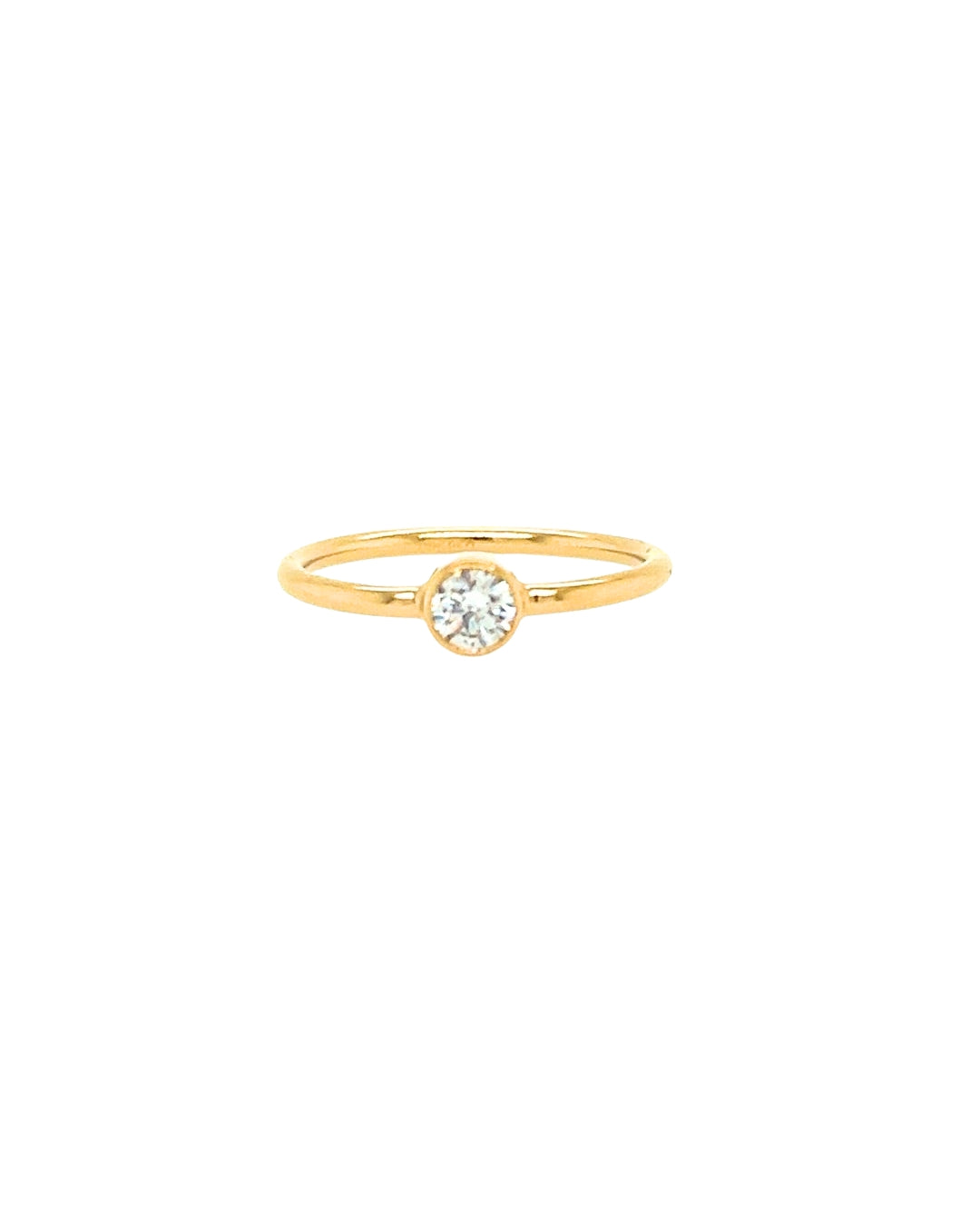 14k gold fill bezel framed solitaire cubic zirconia crystal stacking ring.