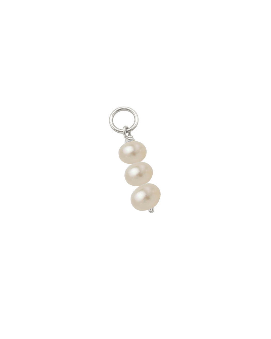 Sterling silver freshwater three pearl trio earring charms for Huggie hoops earrings. Made in Australia.