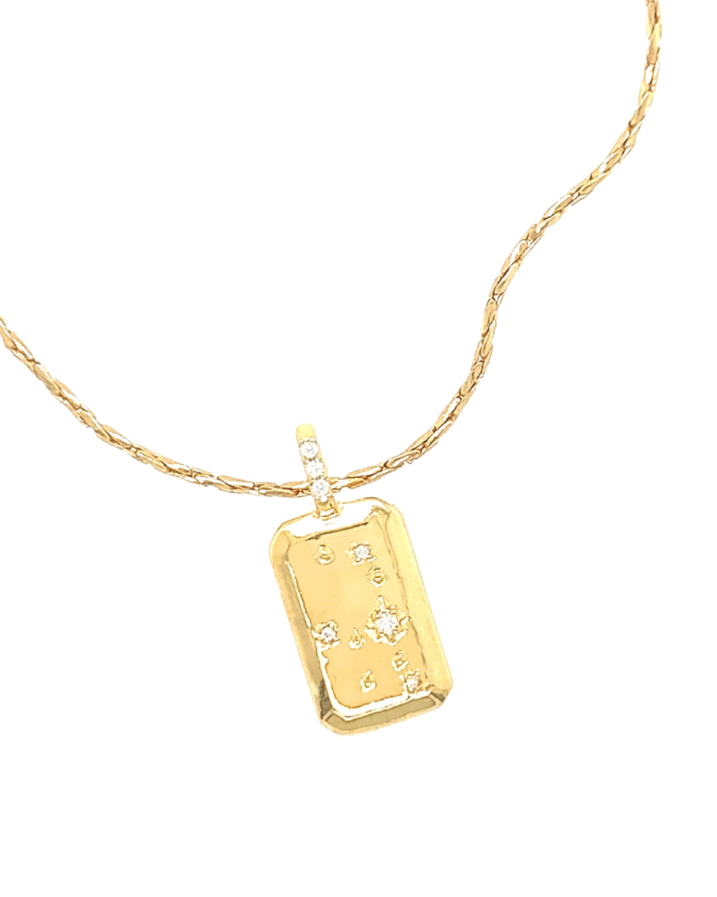 Gold Virgo Constellation Zodiac Pendant on a Gold Necklace Chain