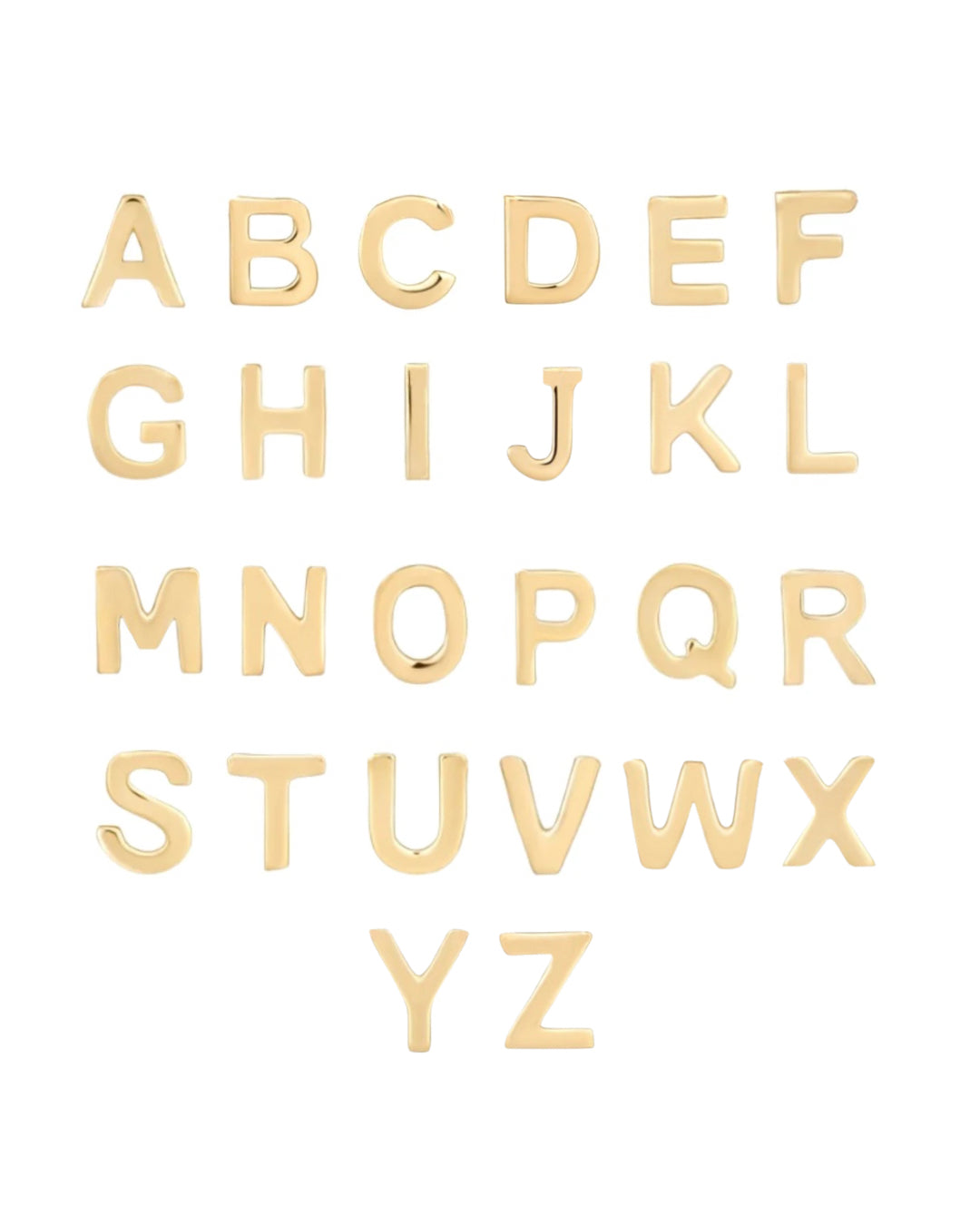 Gold fill petite initial letters from A to Z