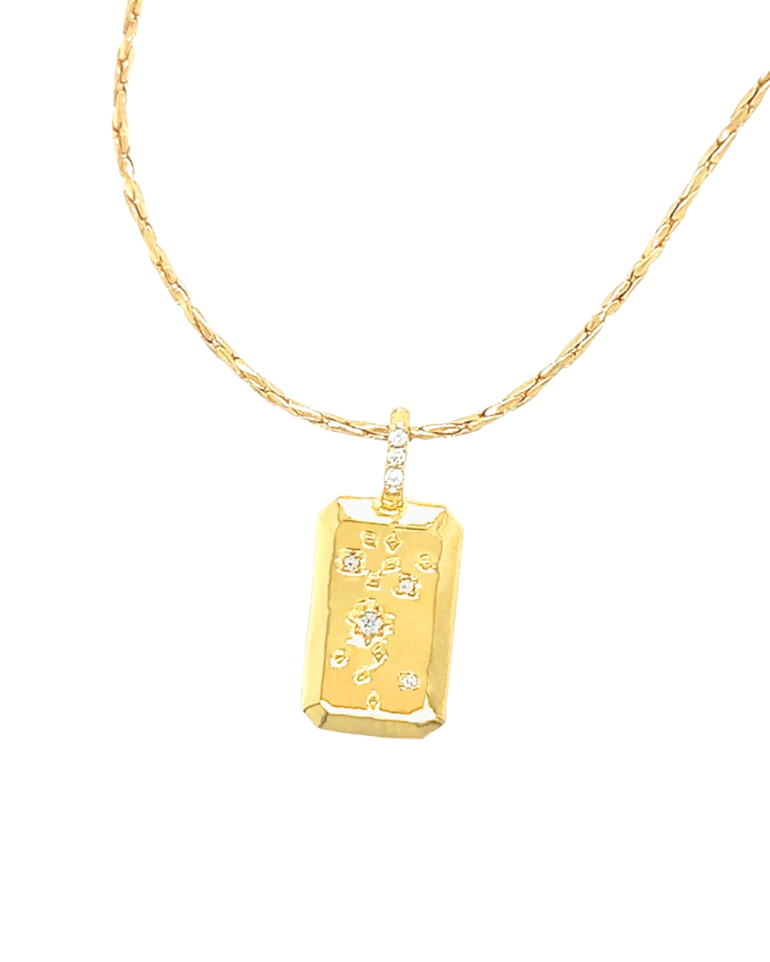 Gold Sagittarius Constellation Zodiac Pendant on a Gold Necklace Chain