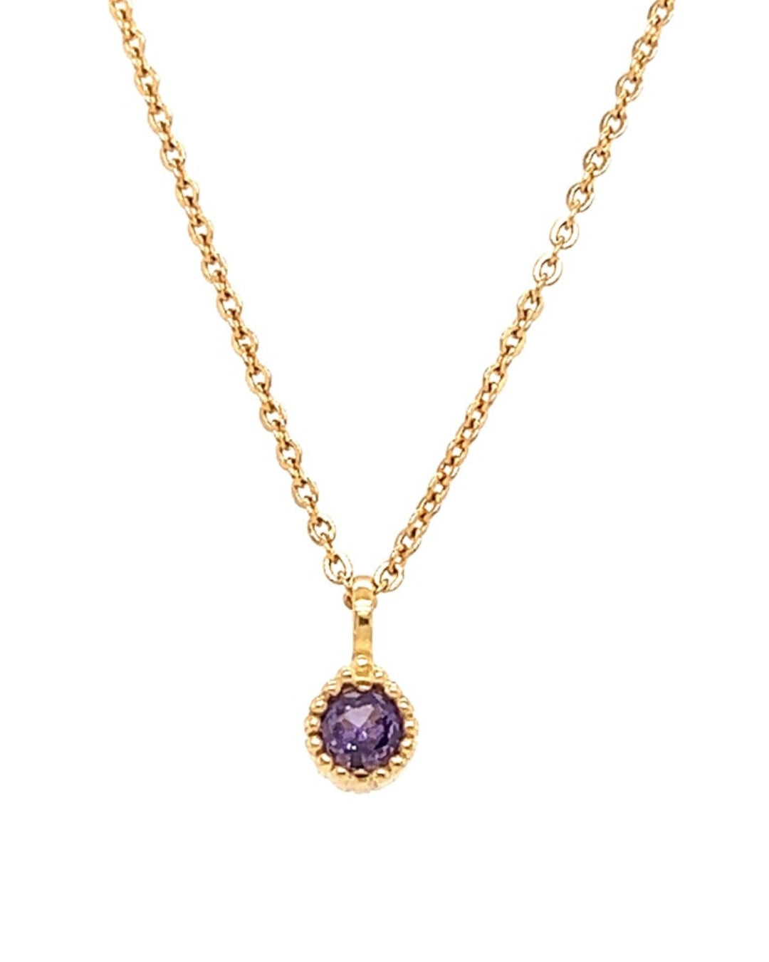 Gold February Amethyst Birthstone Necklace Chain.