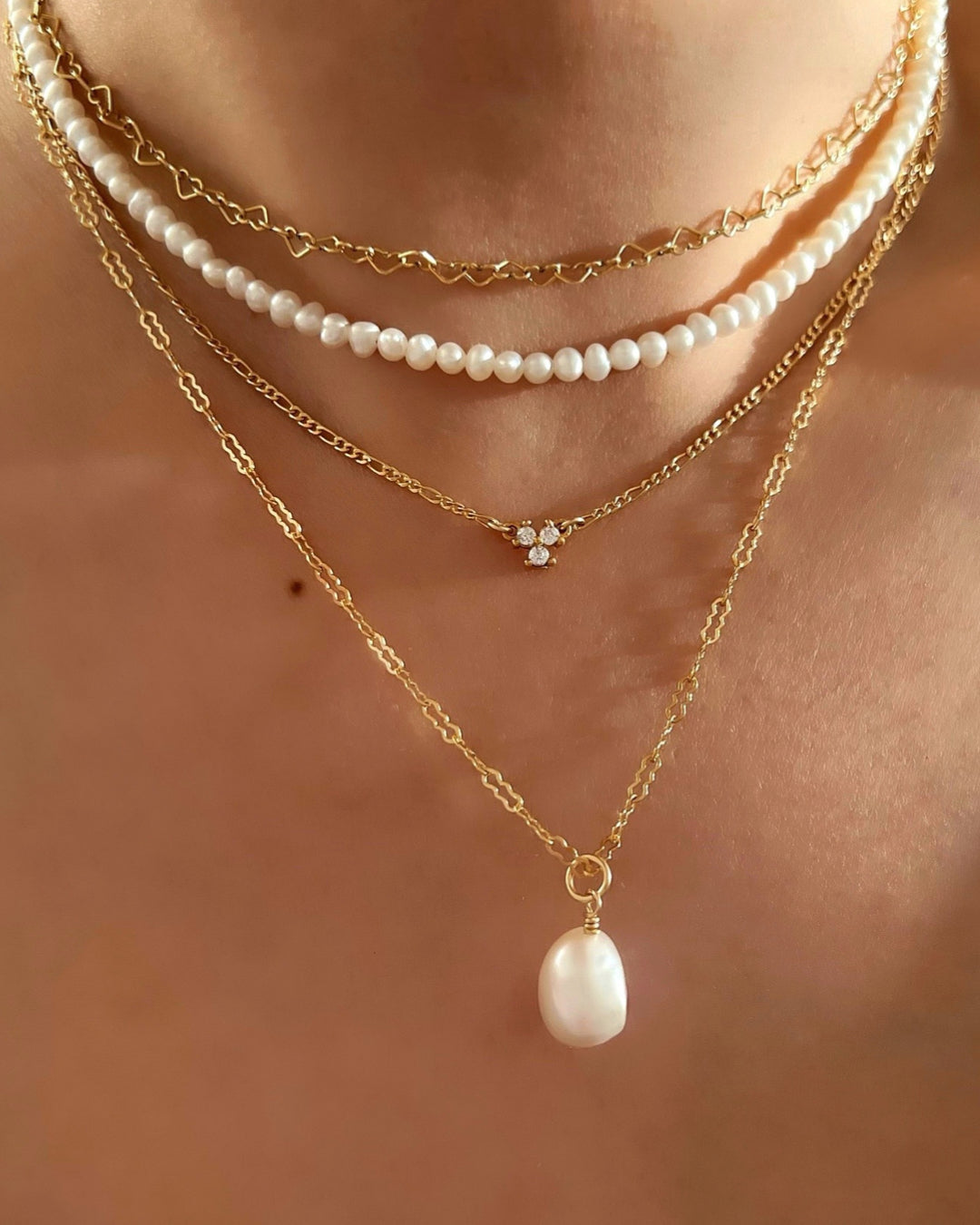 Moondrop Pearl Necklace and Earrings Set