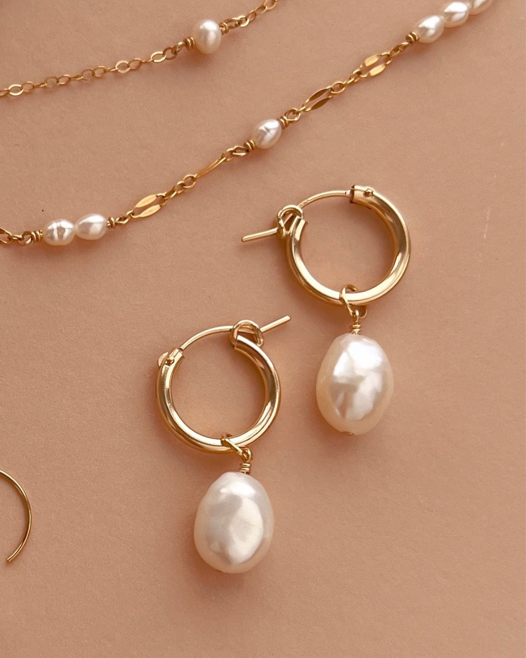 Moondrop Pearl Necklace and Earrings Set