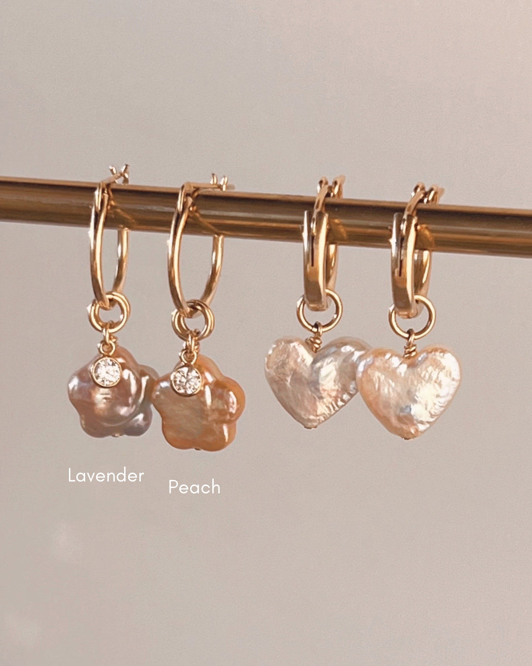14k gold fill Freshwater Pearl charm hoops earring with bezel charms