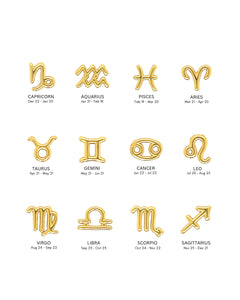 Customizable petite zodiac sign necklace with the option to add up to 7 zodiac symbols.
