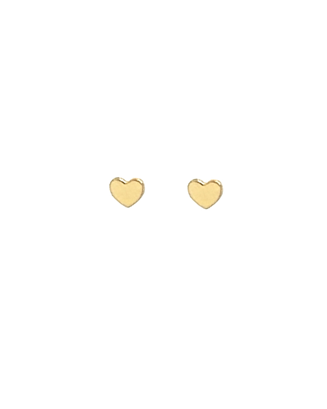 14k yellow solid gold heart stud earrings with butterfly backings