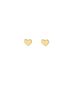 14k yellow solid gold heart stud earrings with butterfly backings 