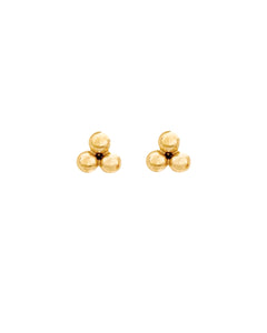14k yellow solid gold trio trinity sphere stud earrings with butterfly backings 