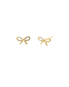 14k solid gold yellow bow stud earrings with butterfly backing 