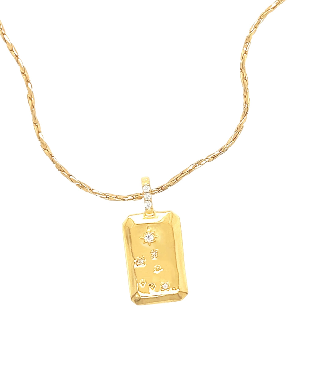 Gold Capricorn Constellation Zodiac Pendant on a Gold Necklace Chain