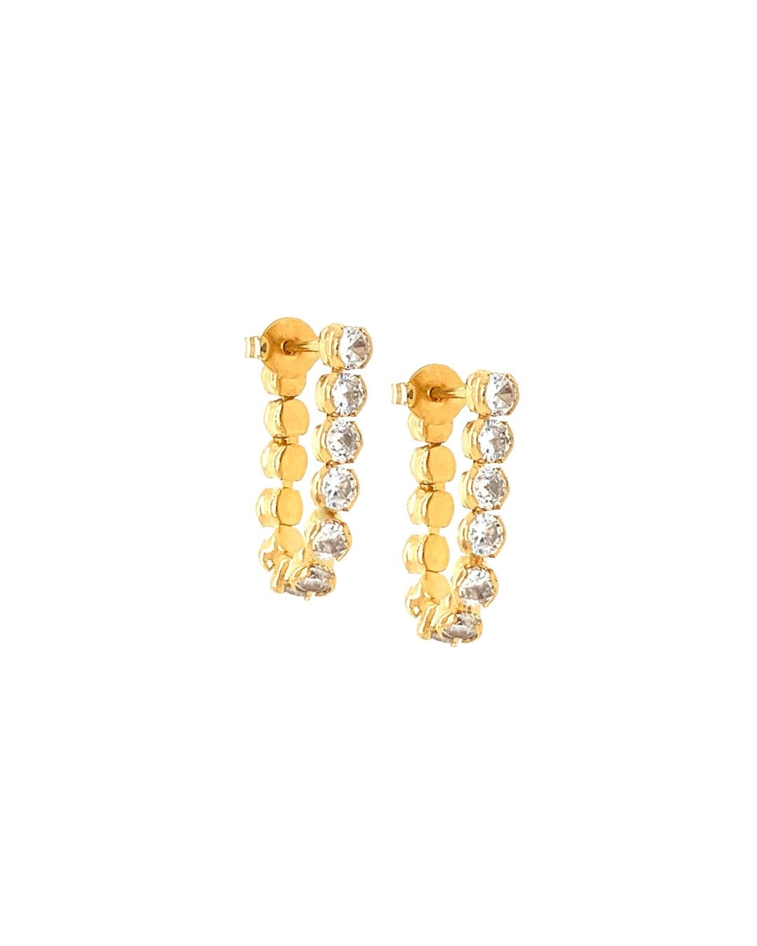 Gold tennis chain stud earrings