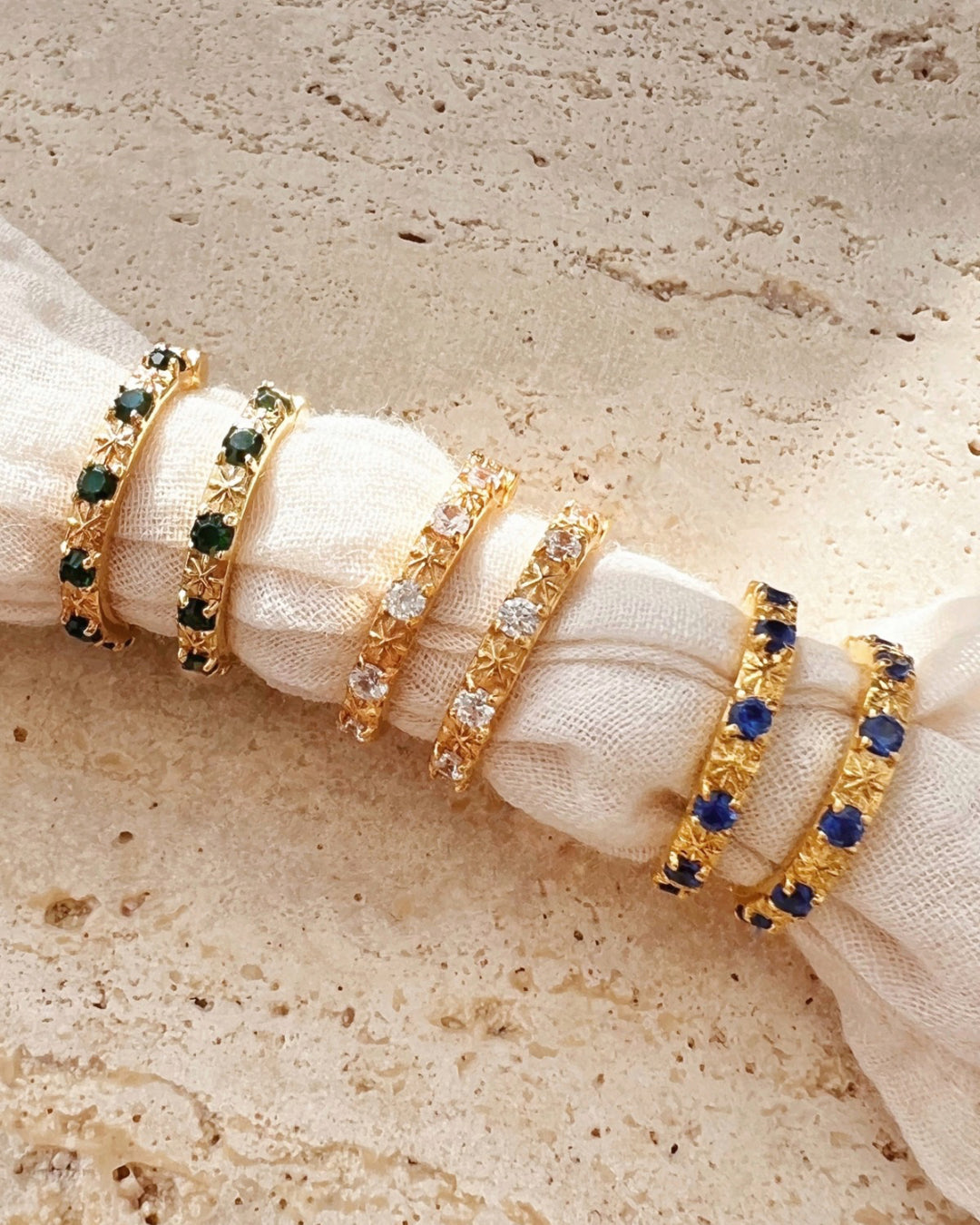 Gold fill white crystal star hoops earrings