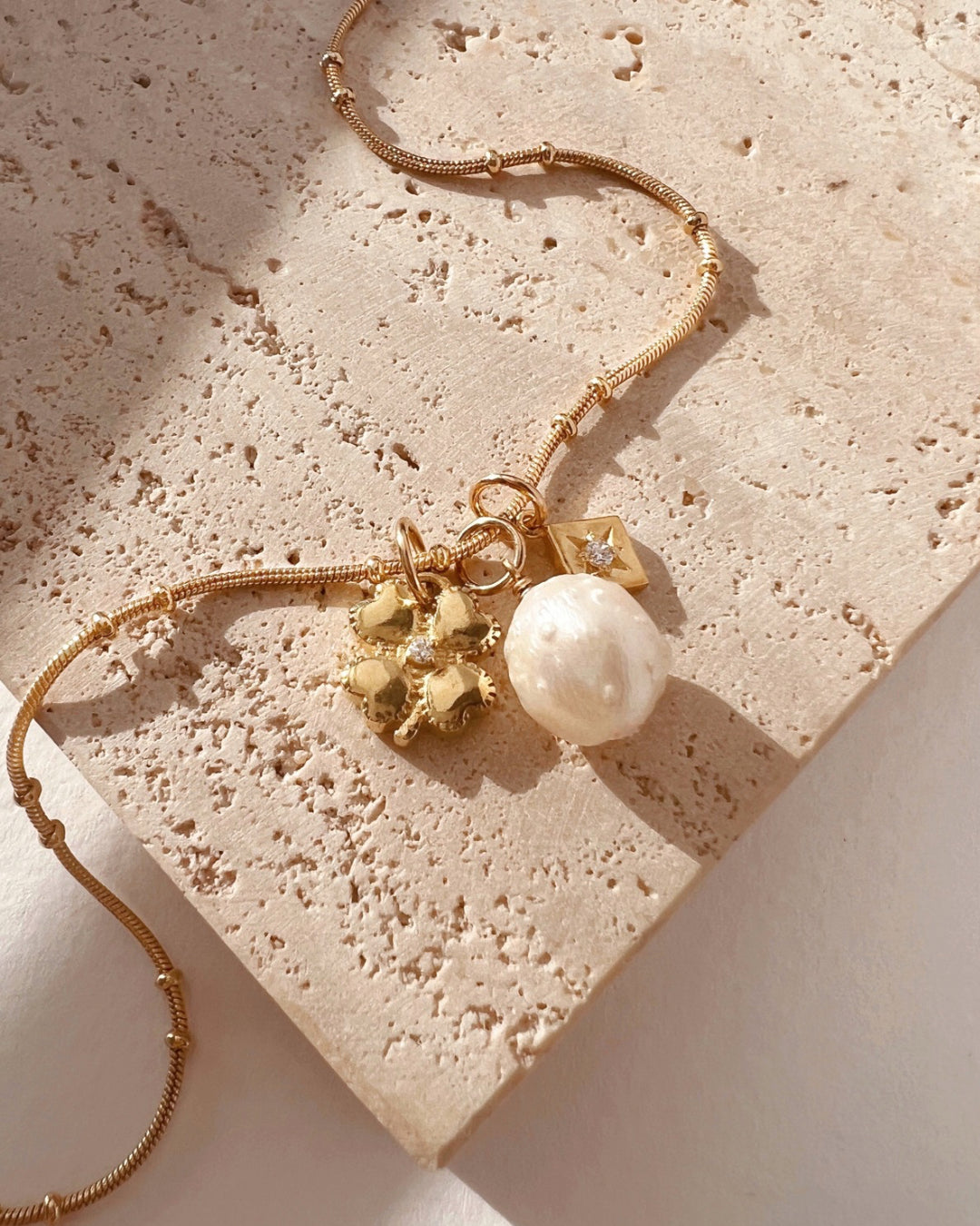 14k gold fill clover luck protection talisman necklace pendant charm