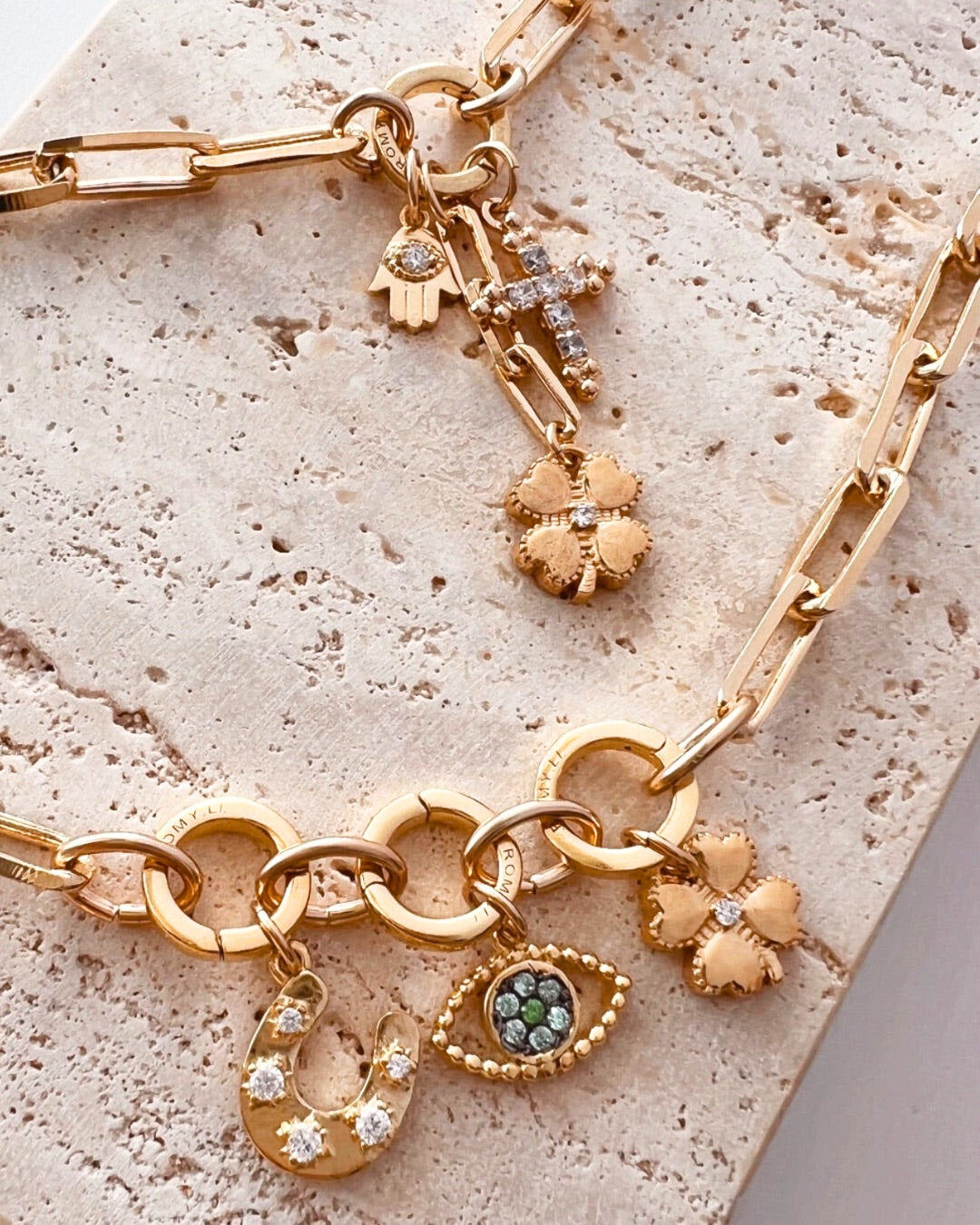 14k gold fill clover luck protection talisman necklace pendant charm