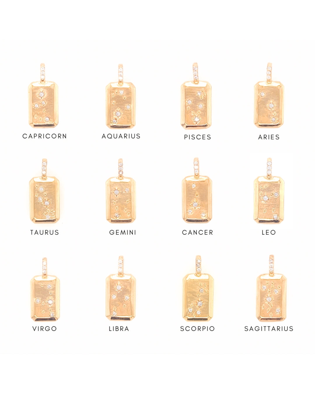 14k gold fill constellation zodiac pendants Capricorn Aquarius Pisces Aries Taurus Gemini cancer Leo Virgo Libra Scorpio Sagittarius