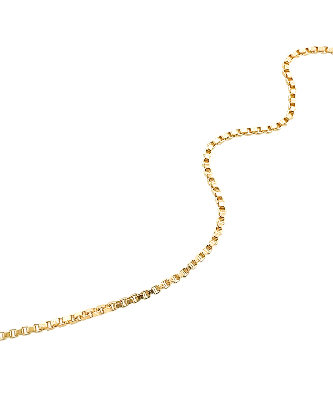 Close up of 14k yellow gold fill box chain necklace