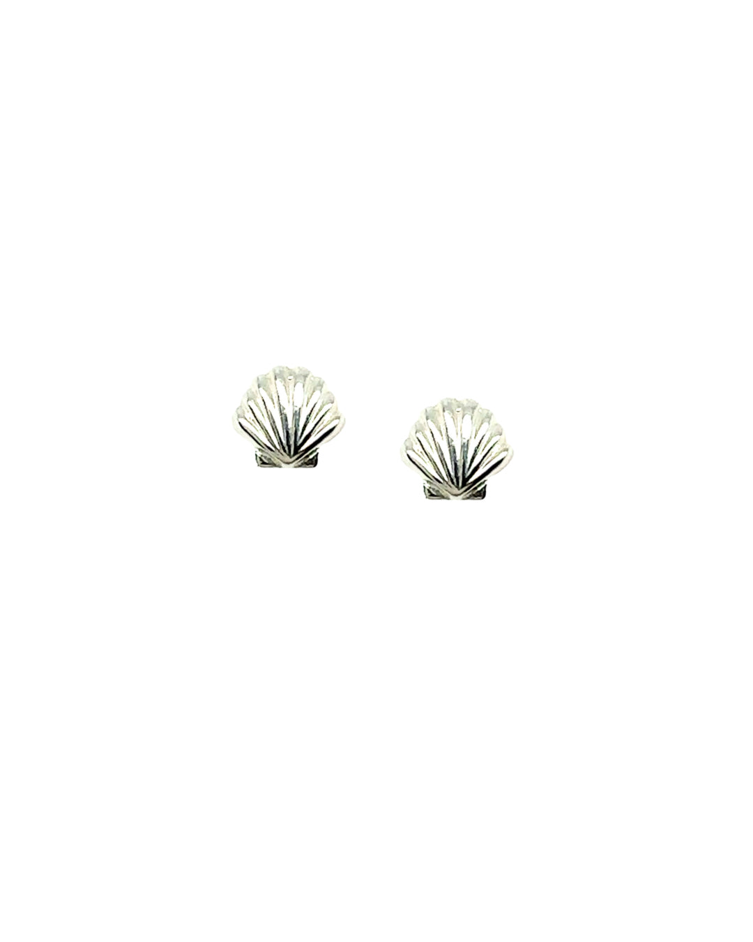 Sterling silver seashell stud post earrings with butterfly backs
