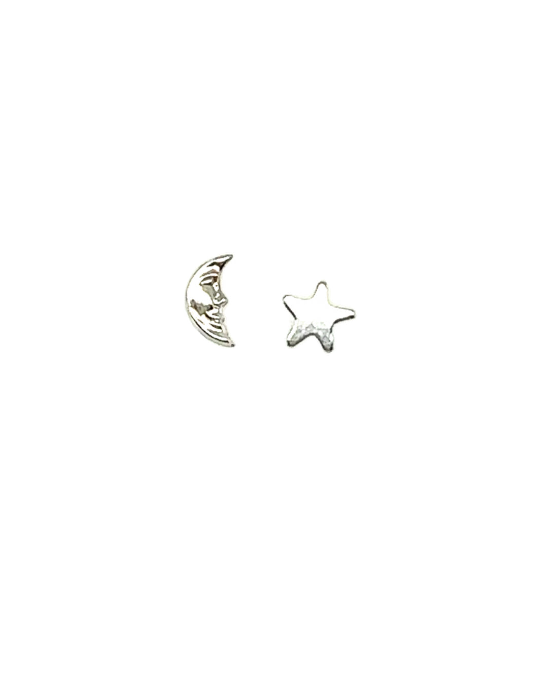 Sterling silver celestial star moon stud post earrings with butterfly backs