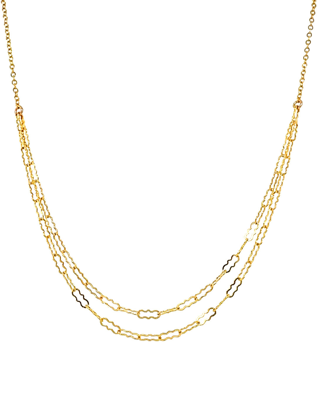 14k gold fill double strand choker necklace