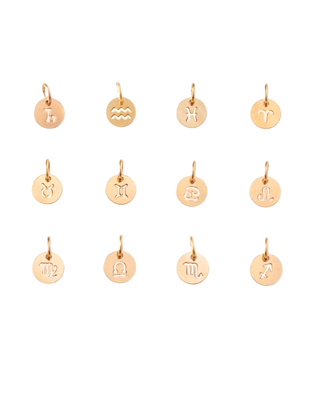 14k gold fill small zodiac sign coin pendant charms