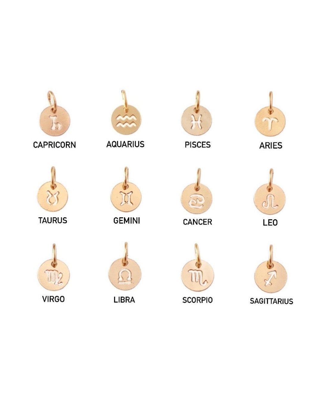 14k gold fill small zodiac sign coin pendant charms