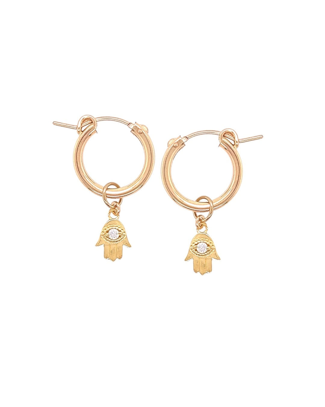 14k yellow gold fill talisman evil eye hamsa hoops with earring charms