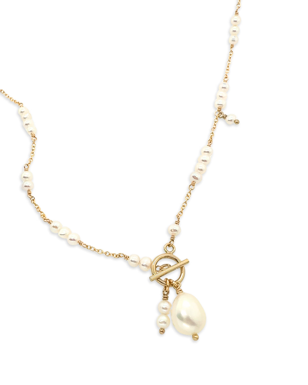 14k yellow gold fill freshwater pearl necklace
