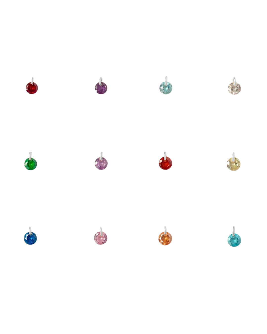 Sterling silver birthstone earring charms for hoops