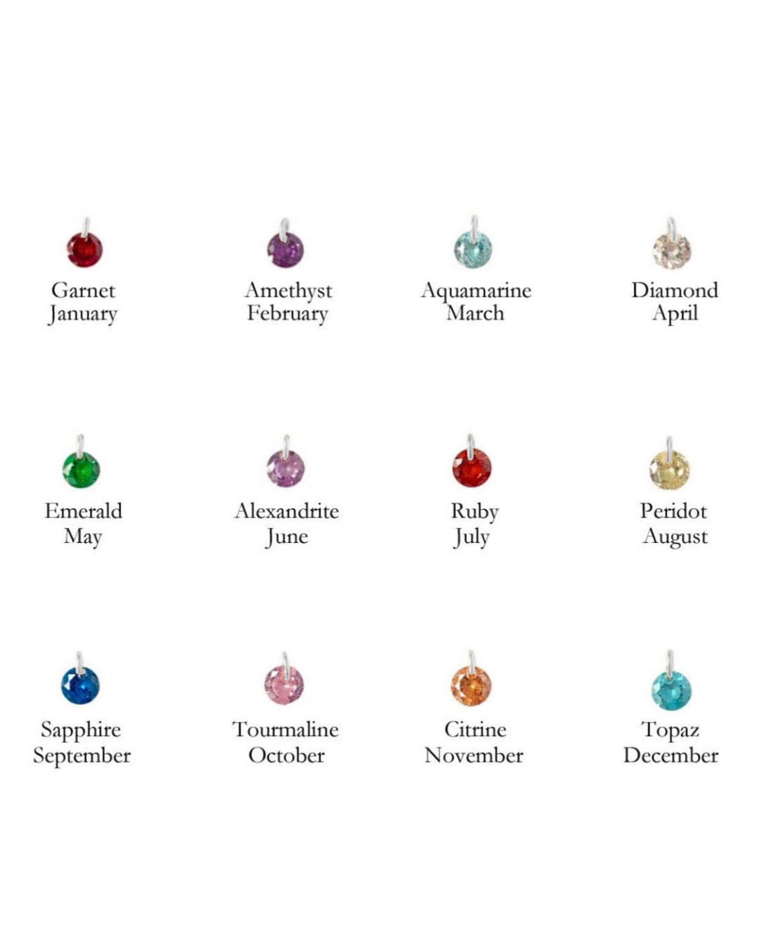 Sterling silver birthstone earring charms for hoops