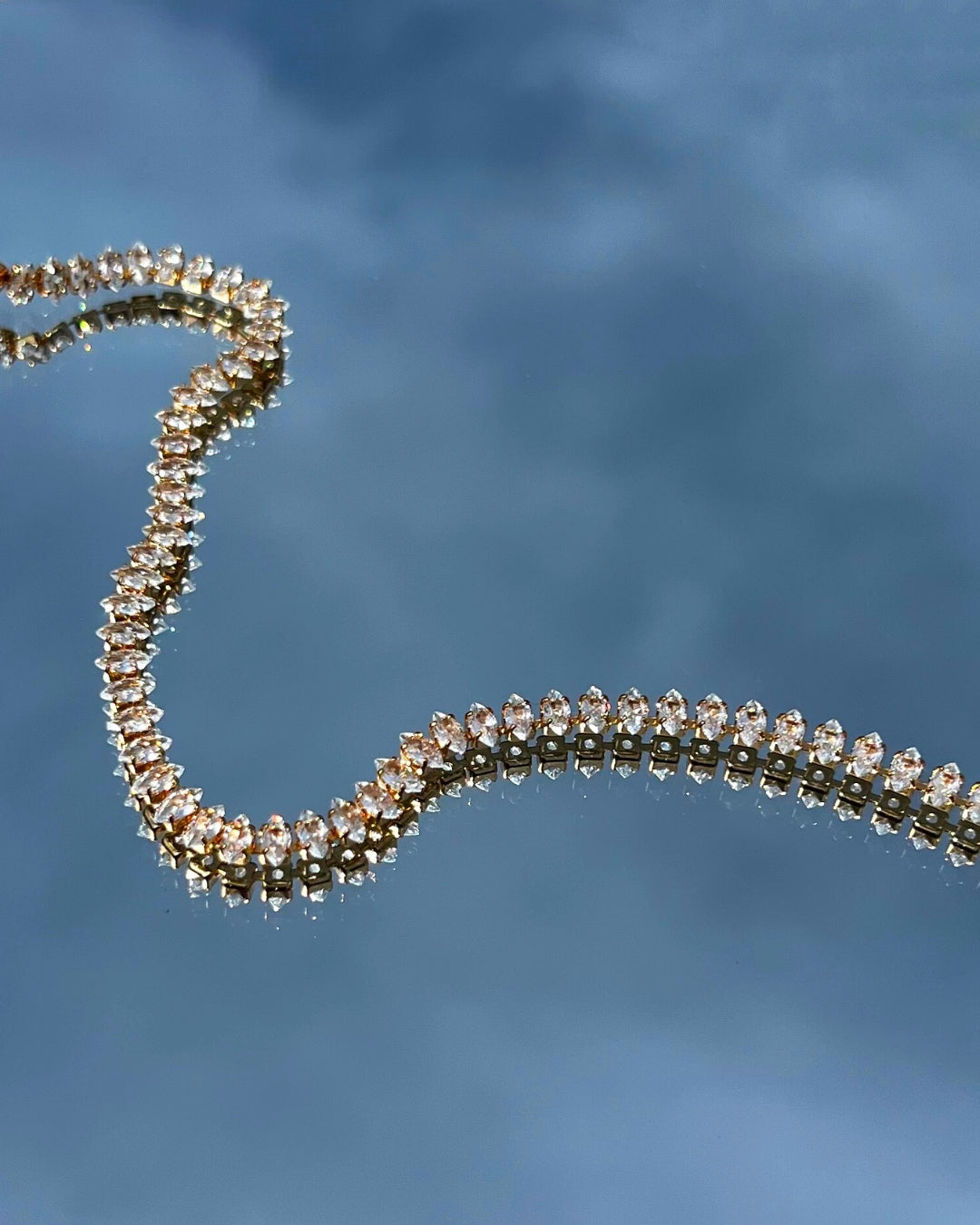 14k yellow gold fill marquise crystal tennis white diamond bracelet