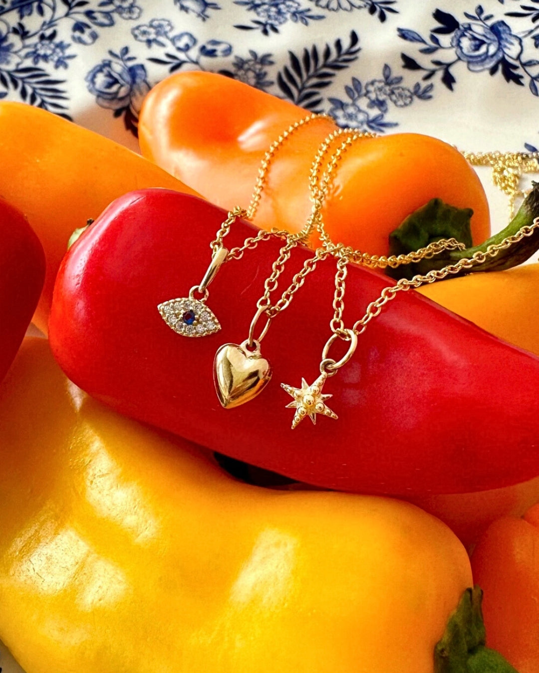 14k yellow solis gold North Star pendant charm on a 14k solid gold necklace chain