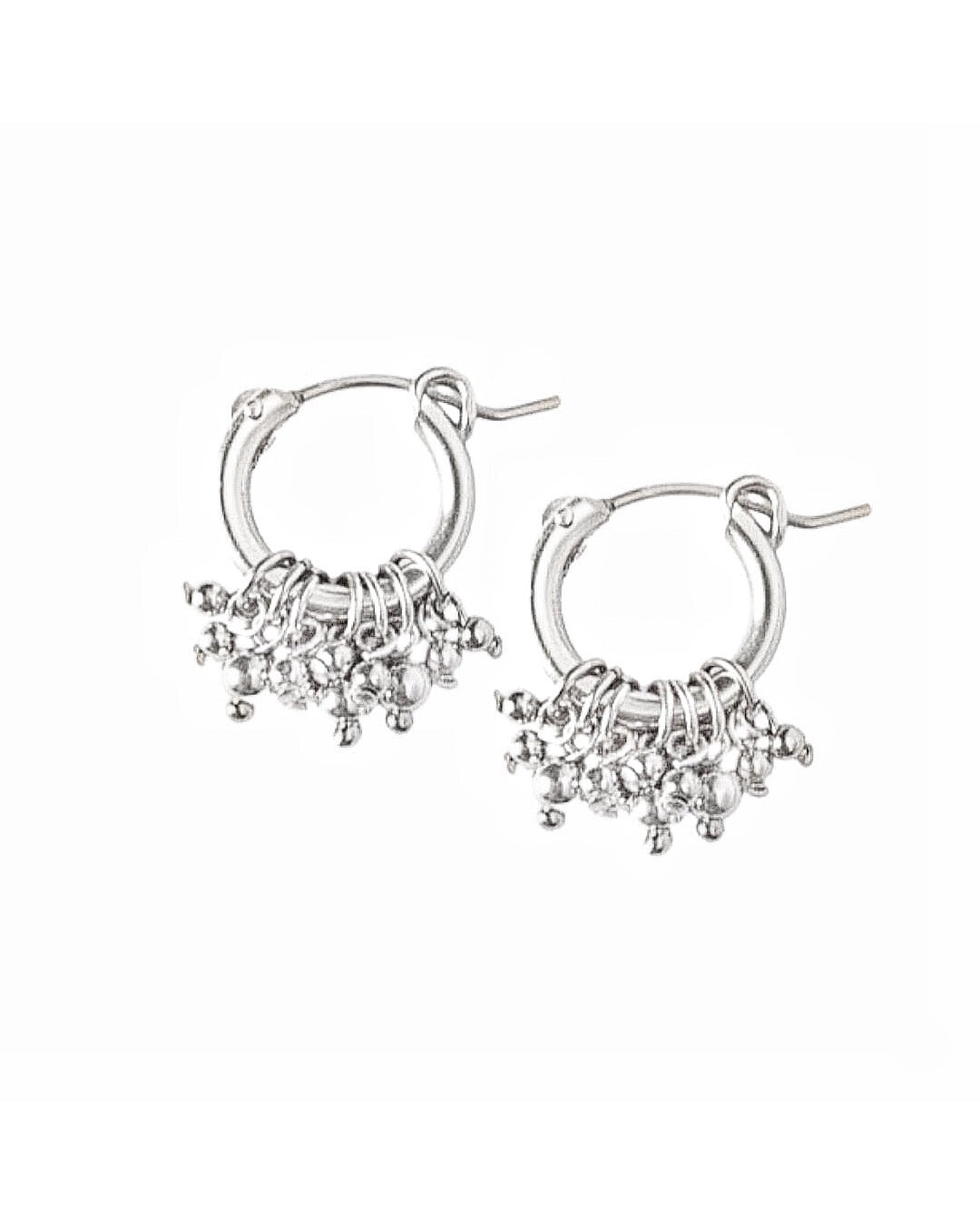 Sterling Silver Cluster Hoop Earrings