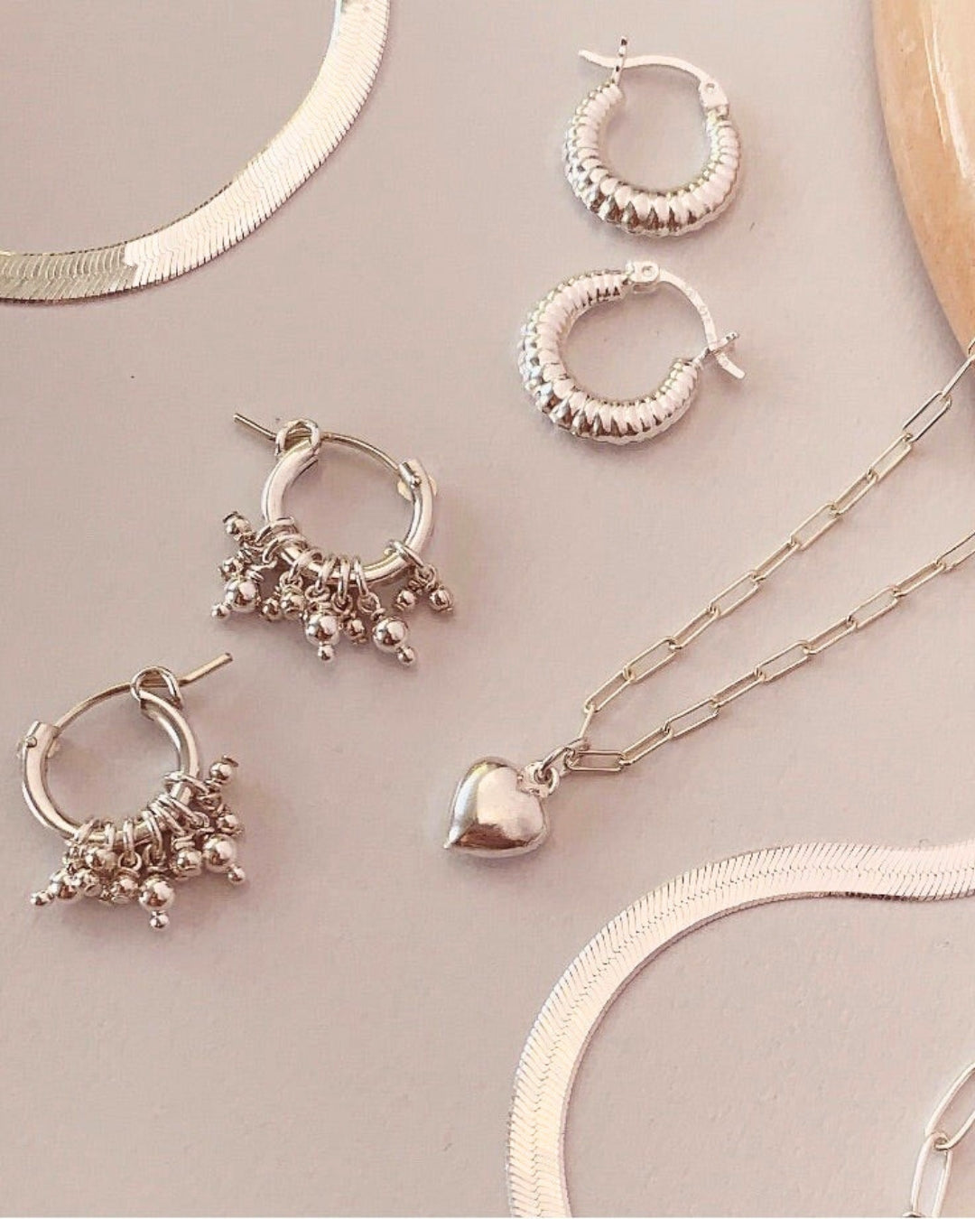 Sterling Silver Cluster Hoop Earrings