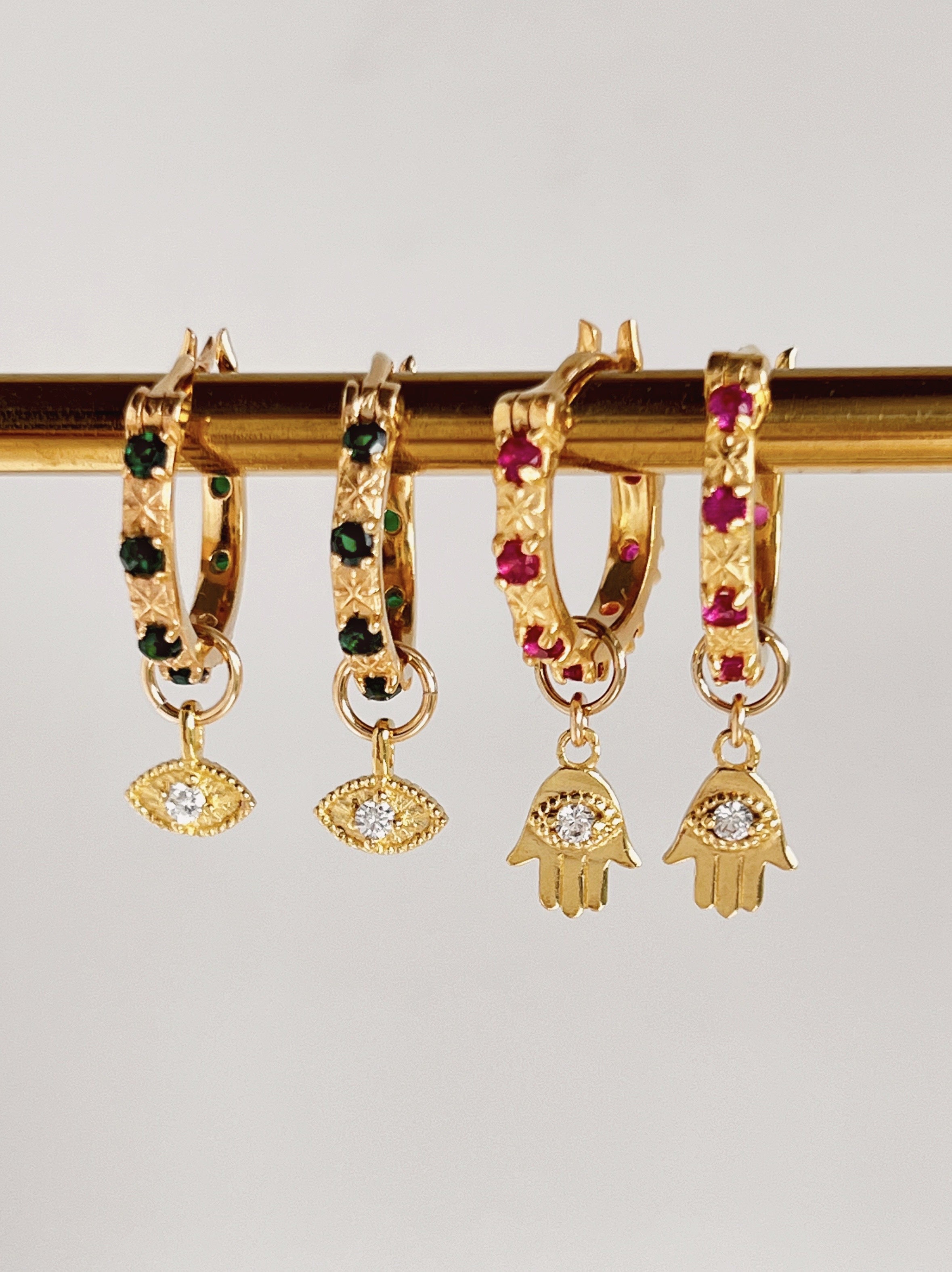 14k yellow gold fill hamsa talisman pendant charm for necklace. Evil eye protection necklace charm. Made in Australia.