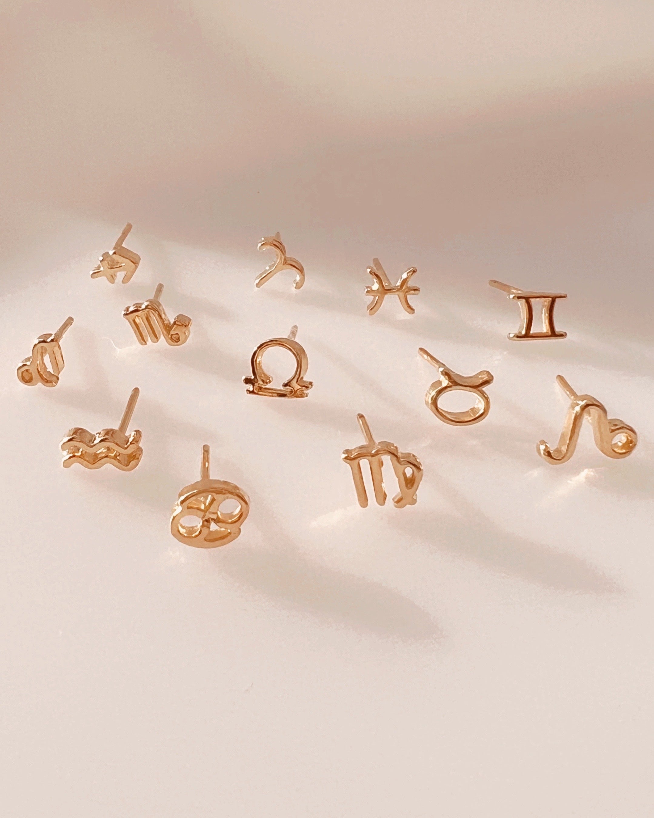 14k gold fill small zodiac horoscope stud earring