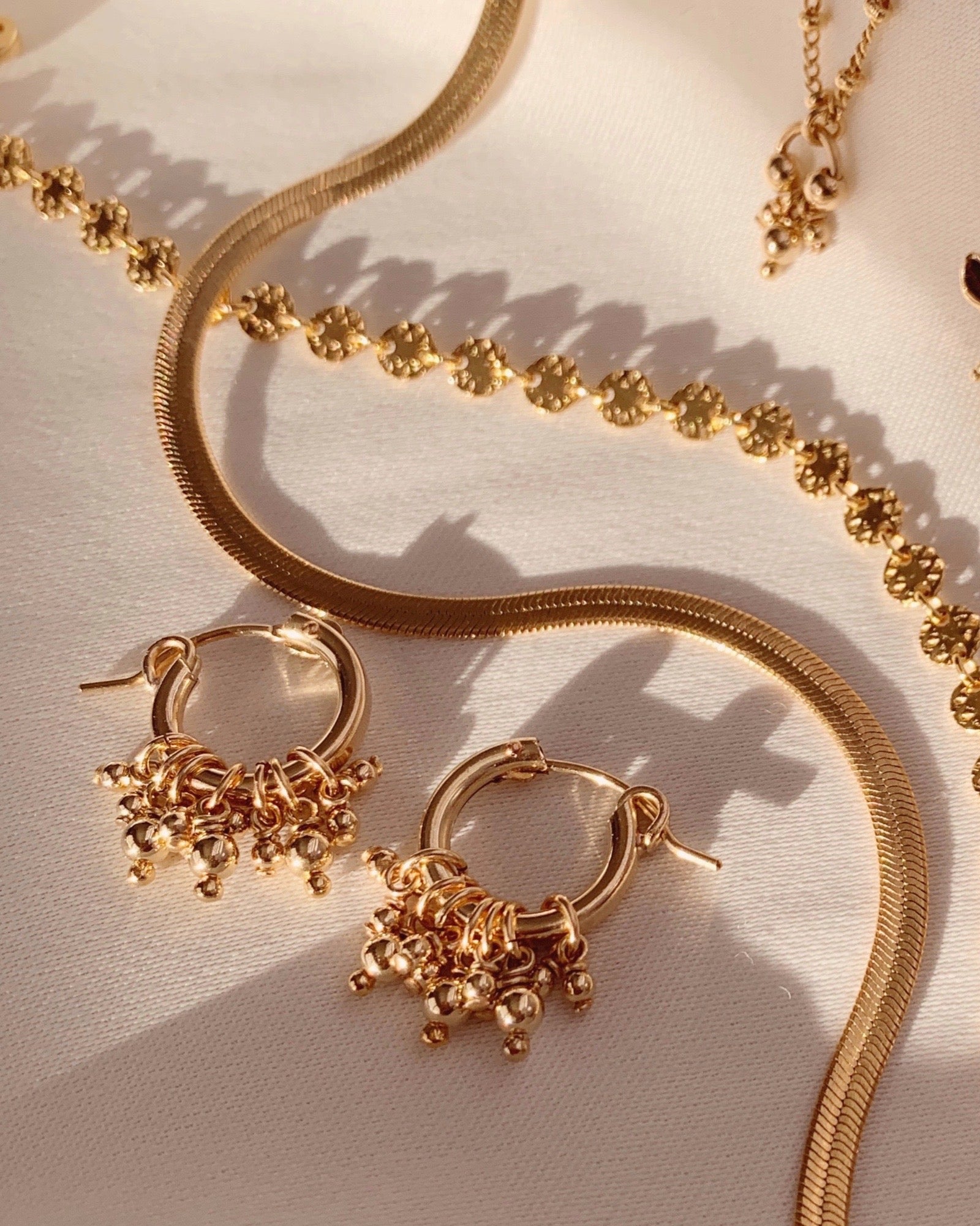 Handcrafted 14k Gold Fill Cluster Bead Hoops Earrings. Made in Australia