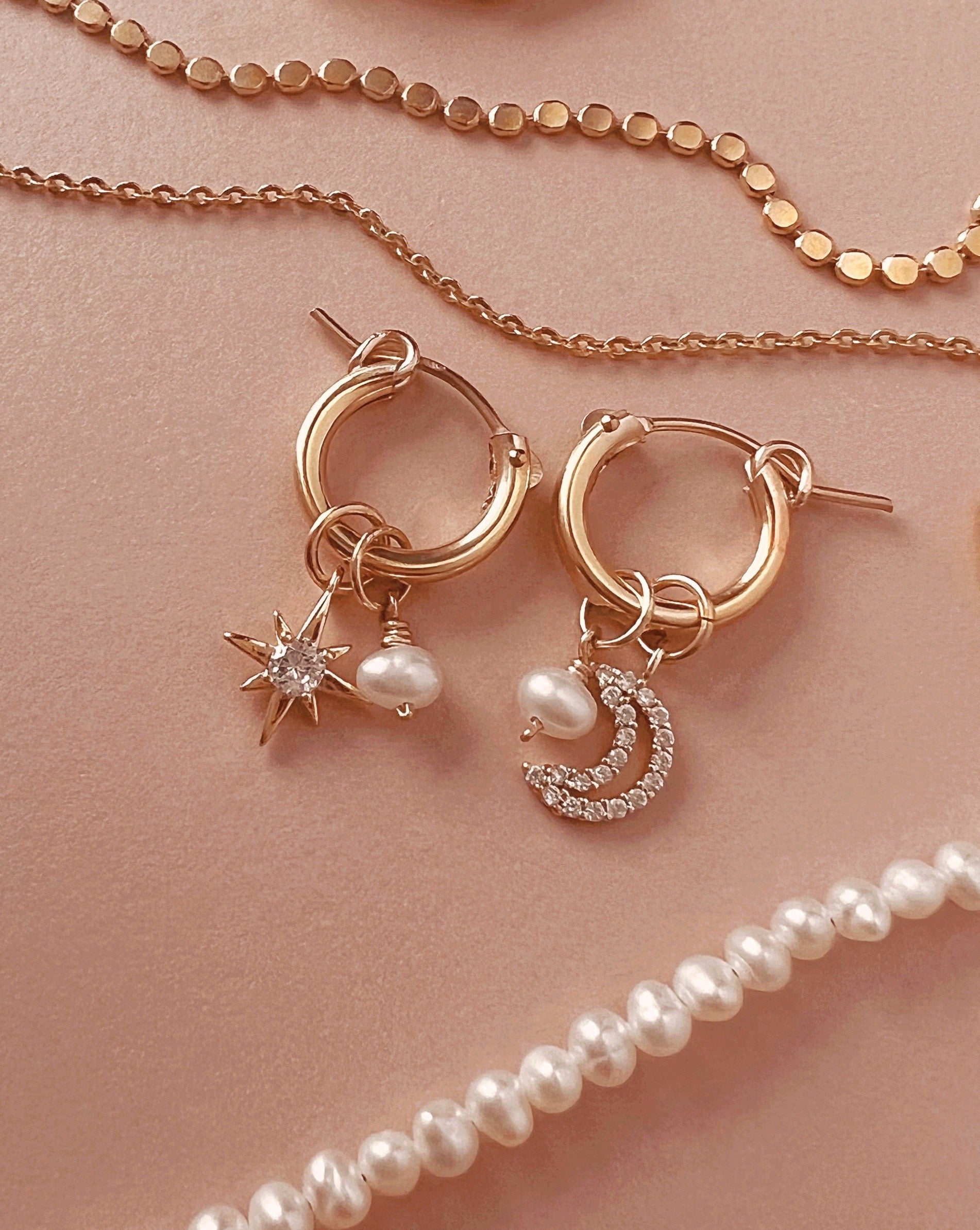 14k yellow gold fill North Star celestial earring charm for huggie hoops. Made in Australia. Minimal dainty jewellery melbourne