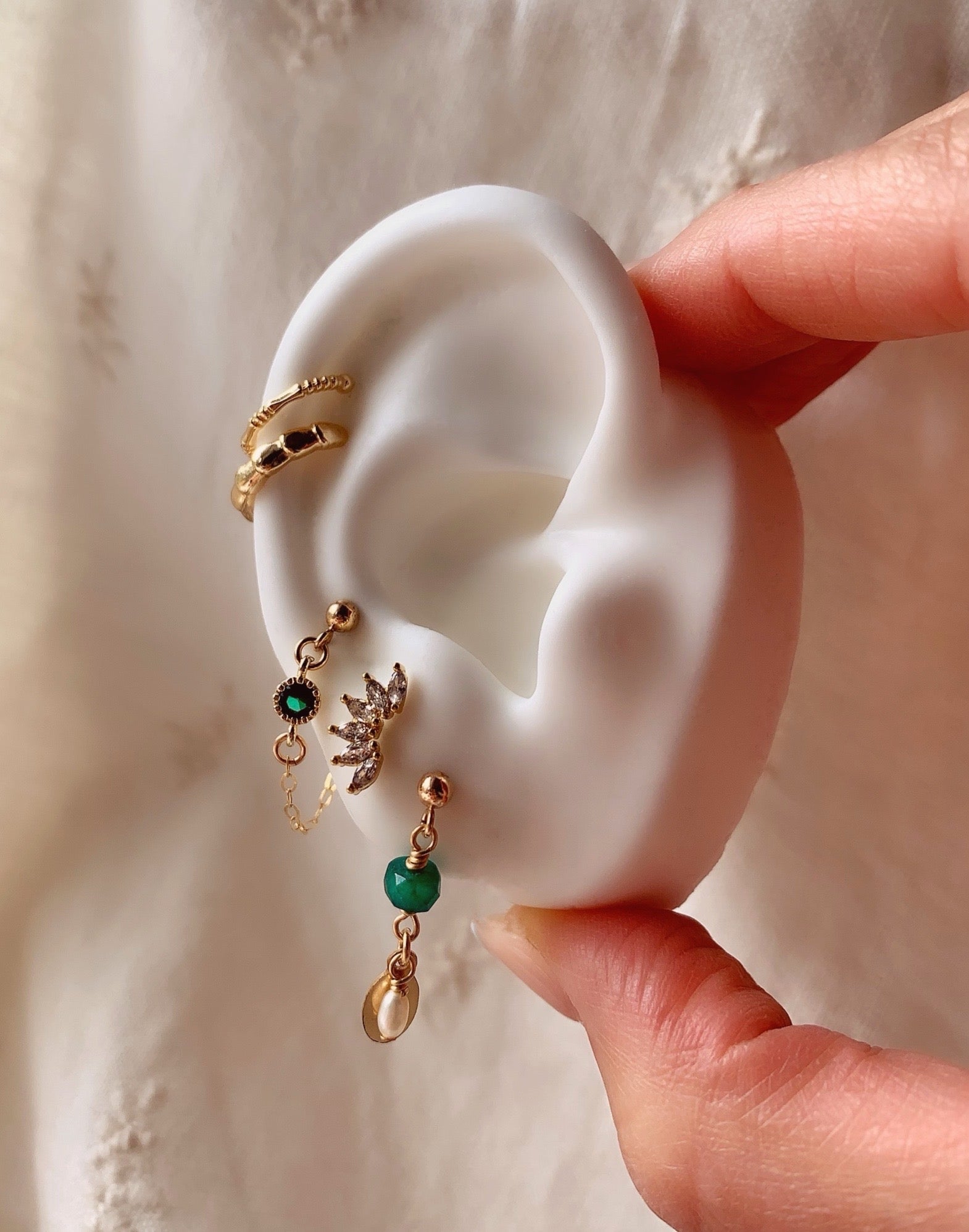 14k gold fill freshwater pearl chain stud earring
