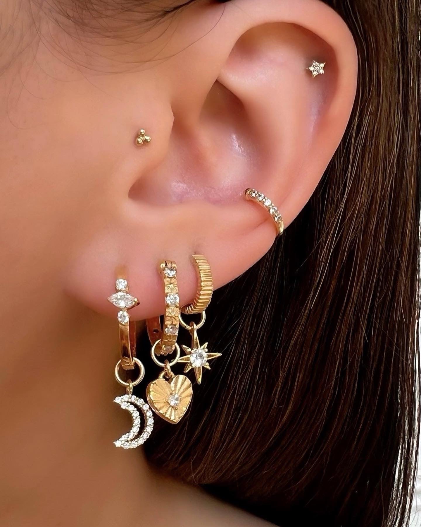 14k yellow gold fill North Star celestial earring charm for huggie hoops. Made in Australia. Minimal dainty jewellery melbourne