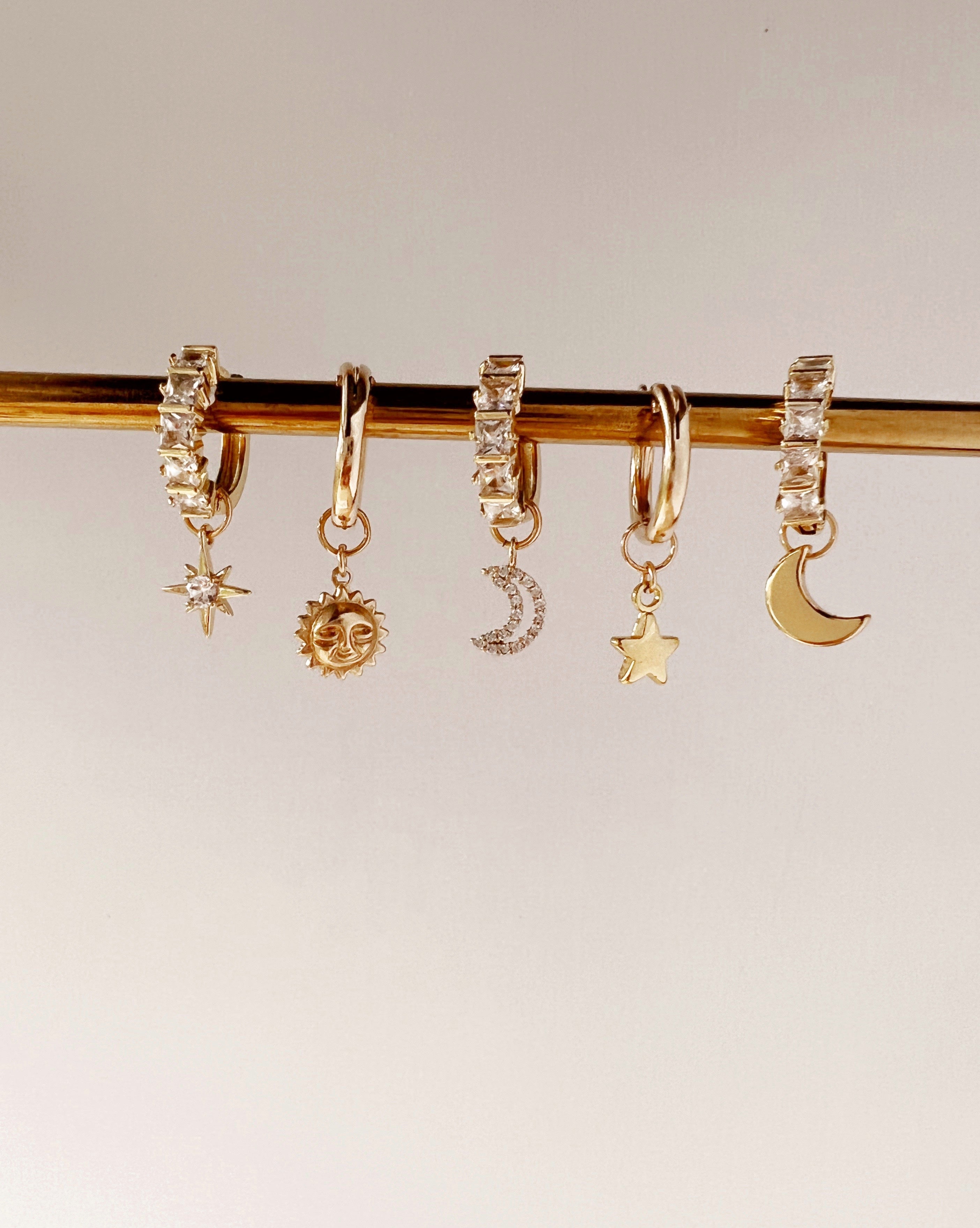 14k yellow gold fill North Star celestial earring charm for huggie hoops. Made in Australia. Minimal dainty jewellery melbourne