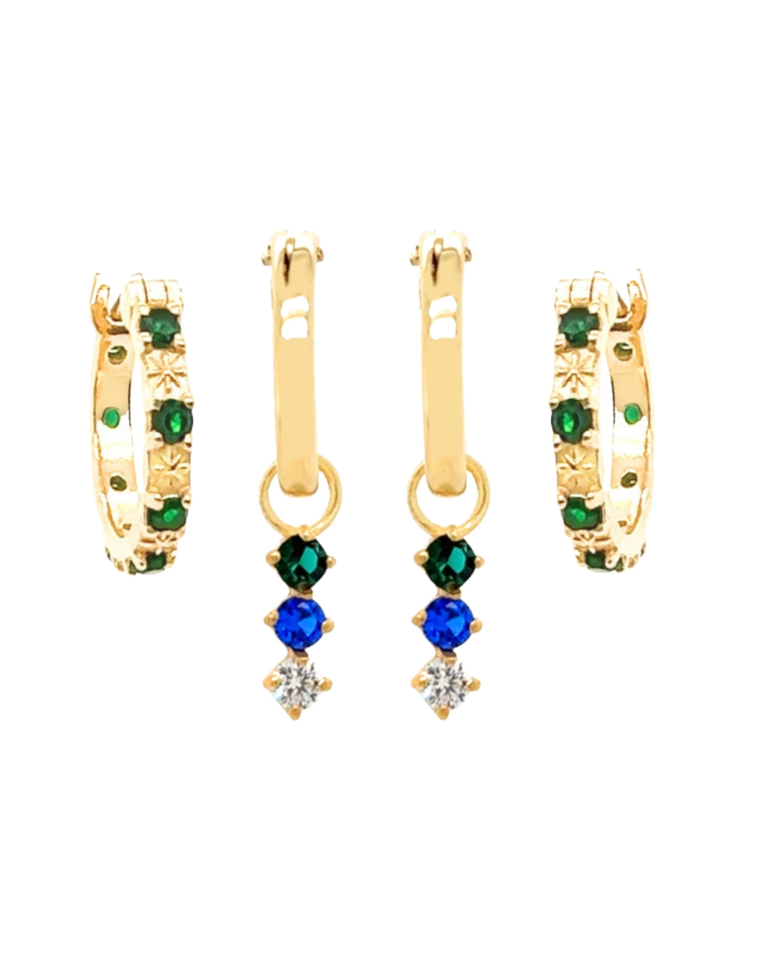 Asteria Emerald Hoop Earrings Set