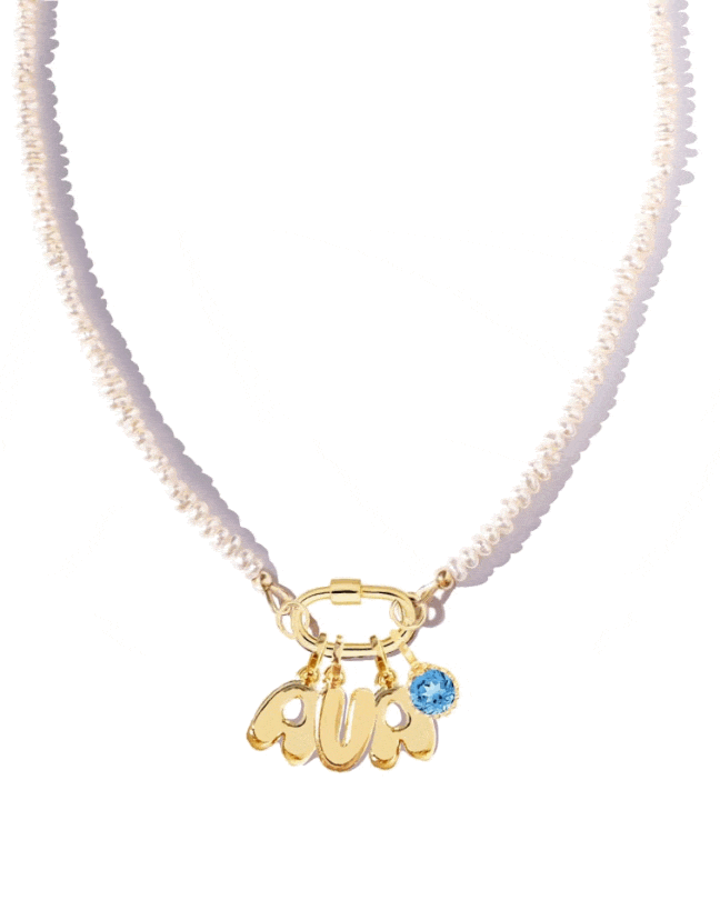 Mini Pearl Carabiner Charm Holder Necklace
